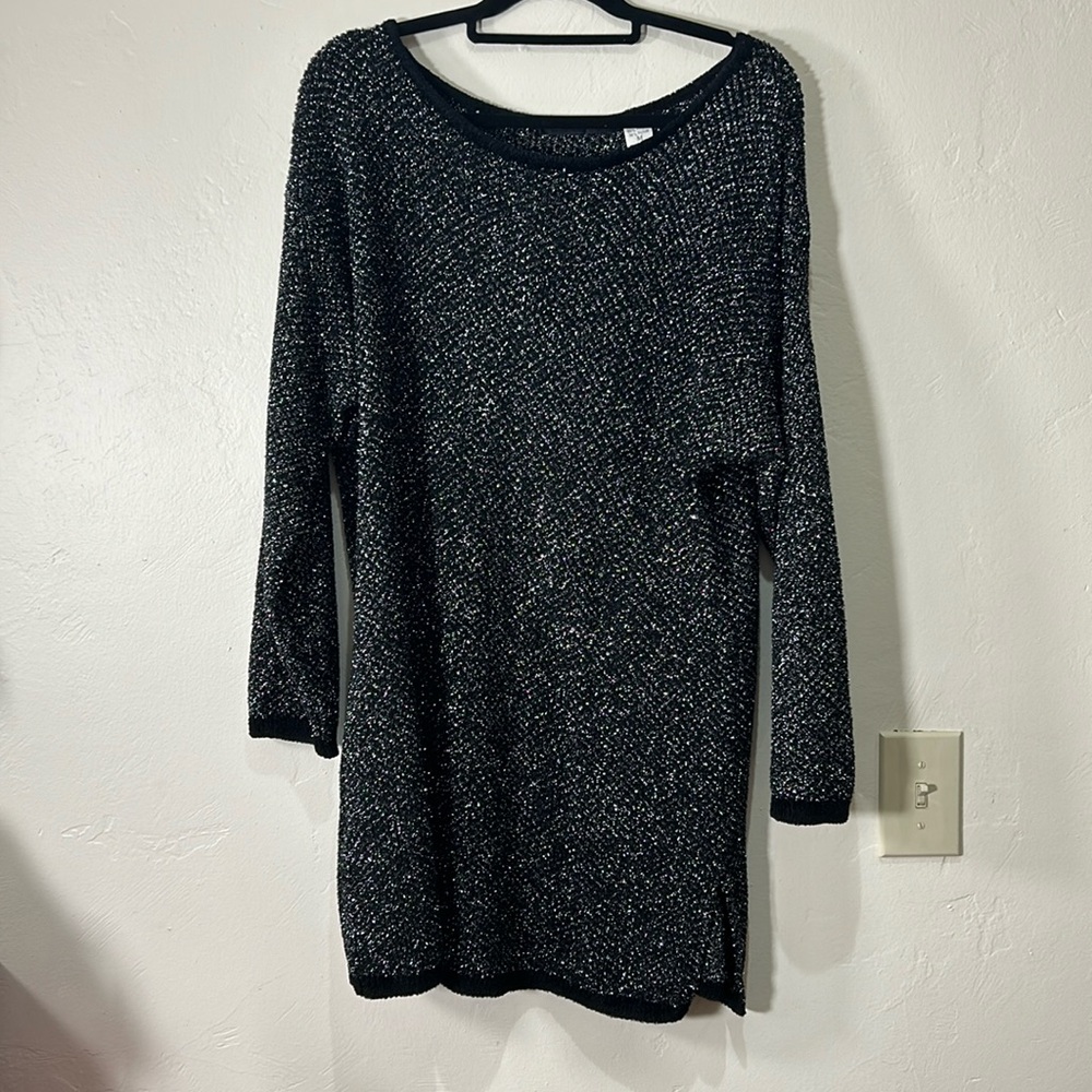 Tesori Black Sparkle Dress MEDIUM OVERSIZED